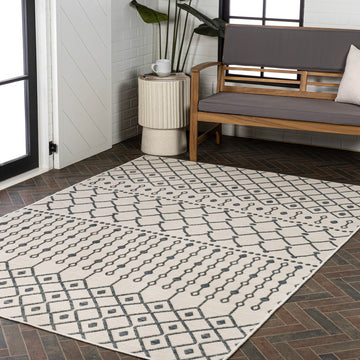 Zana Modern Geometric Moroccan Reversible Machine-Washable Indoor/Outdoor Area Rug